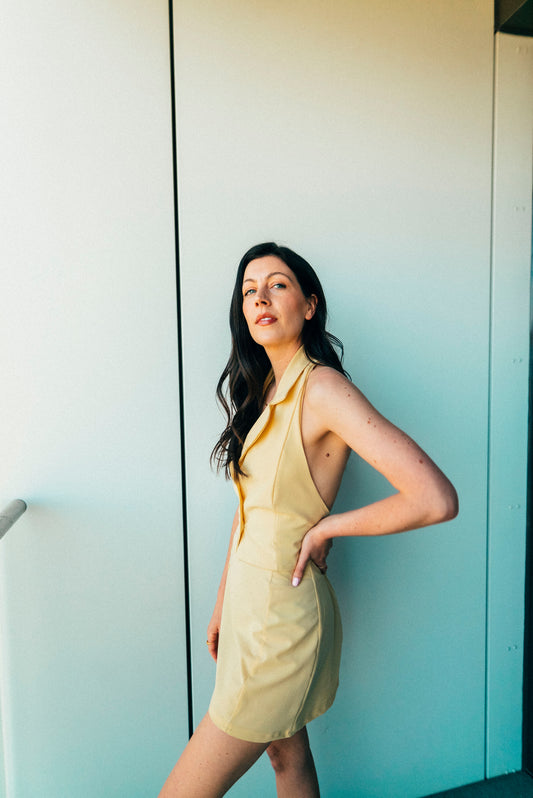 The Kara: Backless Waistcoat - Lemon Yellow