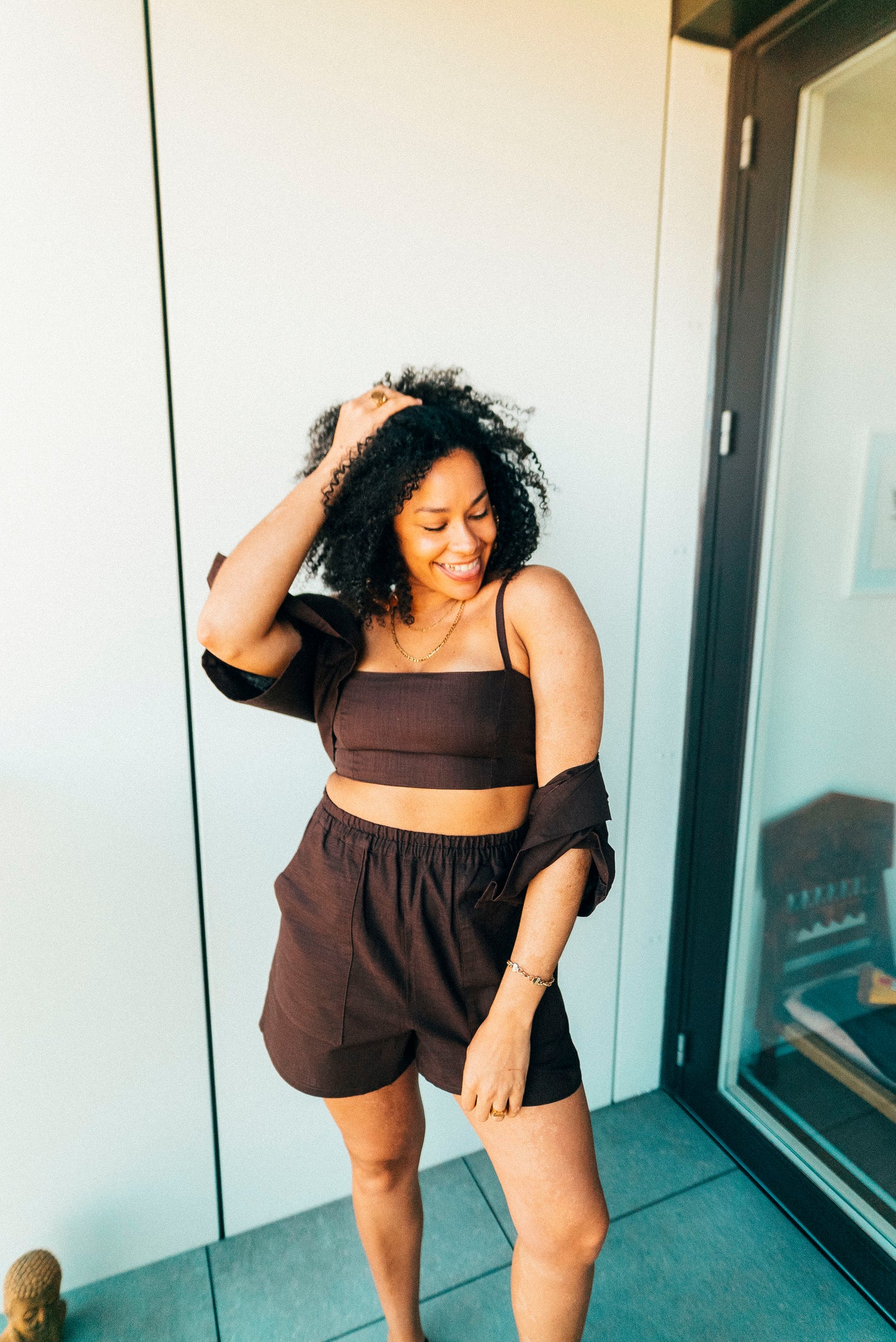 The Junie: High-waisted shorts - chocolate